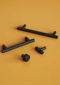 Poignée de meuble en T GoodHome Irus acier mat noir l.168mm x l.12mm x H. 35mm entraxe 128mm