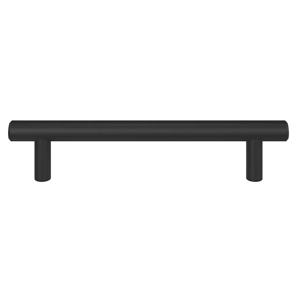 Poignée de meuble en T GoodHome Dizel acier mat noir l.168mm x l.12mm x H. 35mm entraxe 128mm