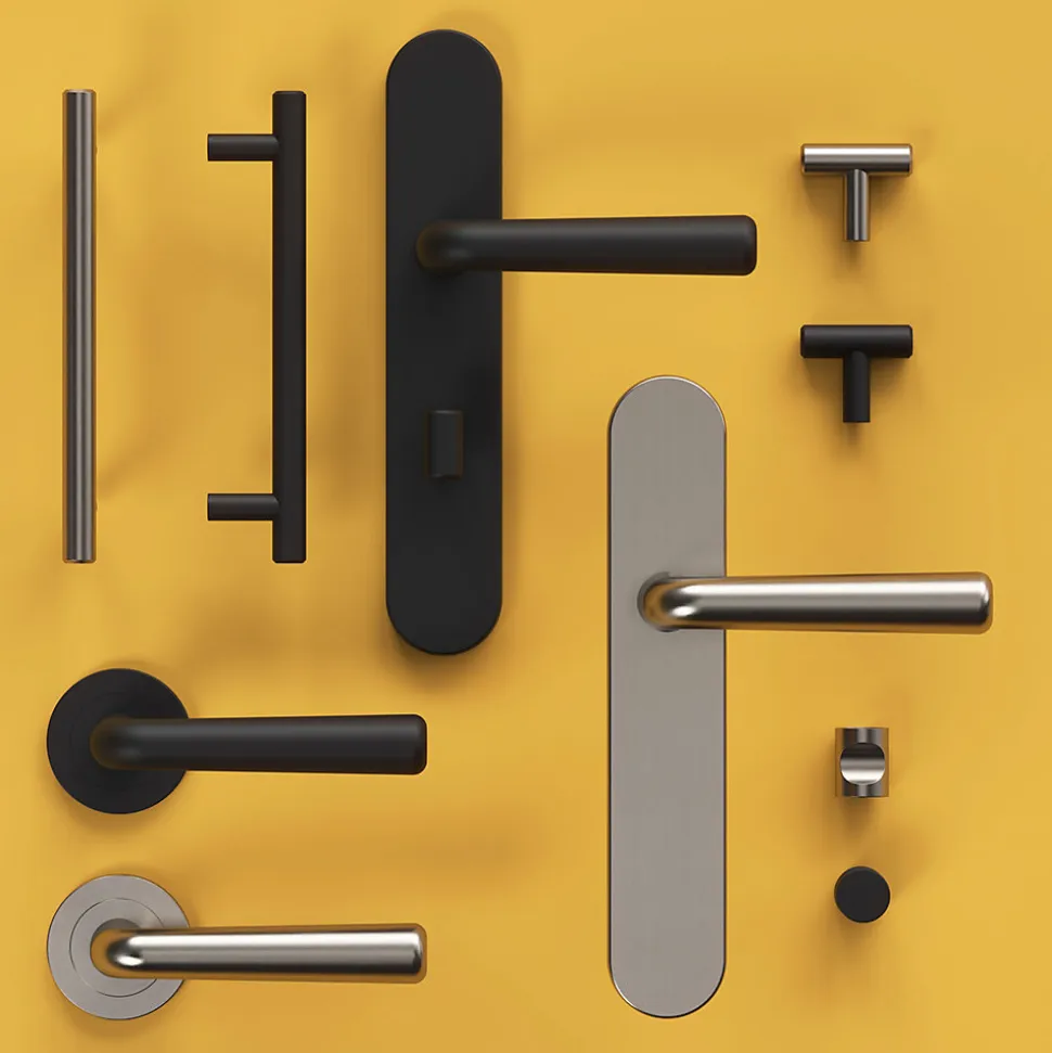 Poignée de meuble en T GoodHome Dizel acier mat noir l.168mm x l.12mm x H. 35mm entraxe 128mm