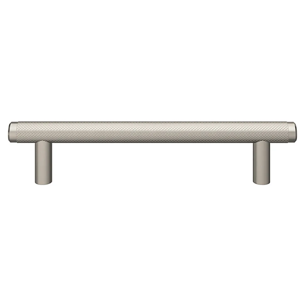 Poignée de meuble en T GoodHome Irus acier effet nickel satin gris l.168mm x l.12mm x H. 35mm entraxe 128mm