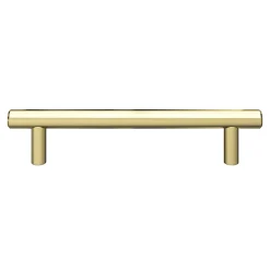 Poignée de meuble en T GoodHome Dizel acier effet laiton satin doré l.168mm x l.12mm x H. 35mm entraxe 128mm