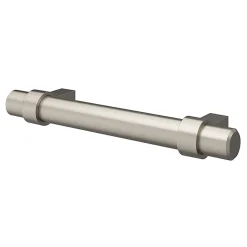 Poignée de meuble en T GoodHome Kerver acier et Zamac effet nickel satin gris l.136mm x l.18mm x H. 34mm entraxe 96mm
