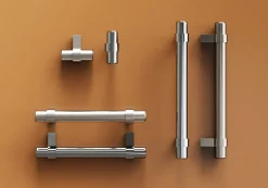Poignée de meuble en T GoodHome Kerver acier et Zamac effet nickel satin gris l.136mm x l.18mm x H. 34mm entraxe 96mm