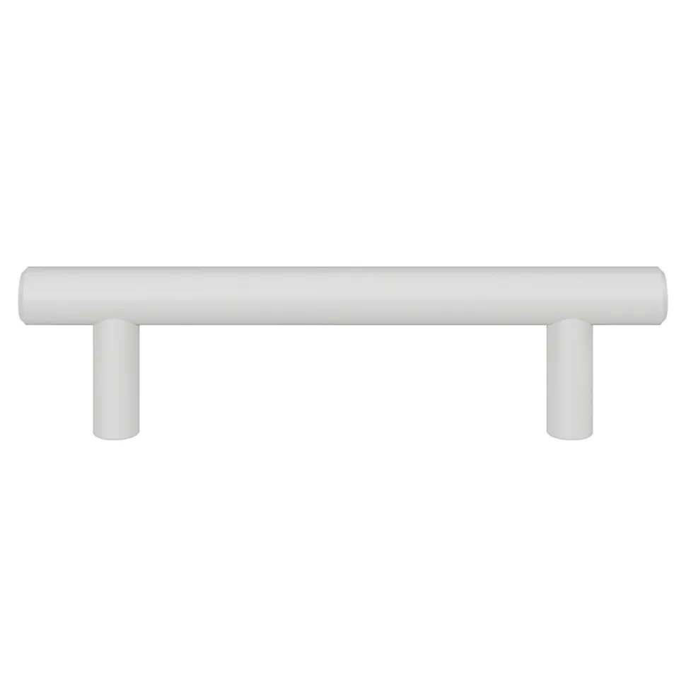 Poignée de meuble en T GoodHome Dizel acier mat blanc l.136mm x l.12mm x H. 35mm entraxe 96mm