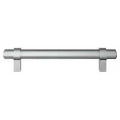 Poignée de meuble en T GoodHome Kerver acier et Zamac effet chromé gris l.168mm x l.18mm x H. 34mm entraxe 128mm