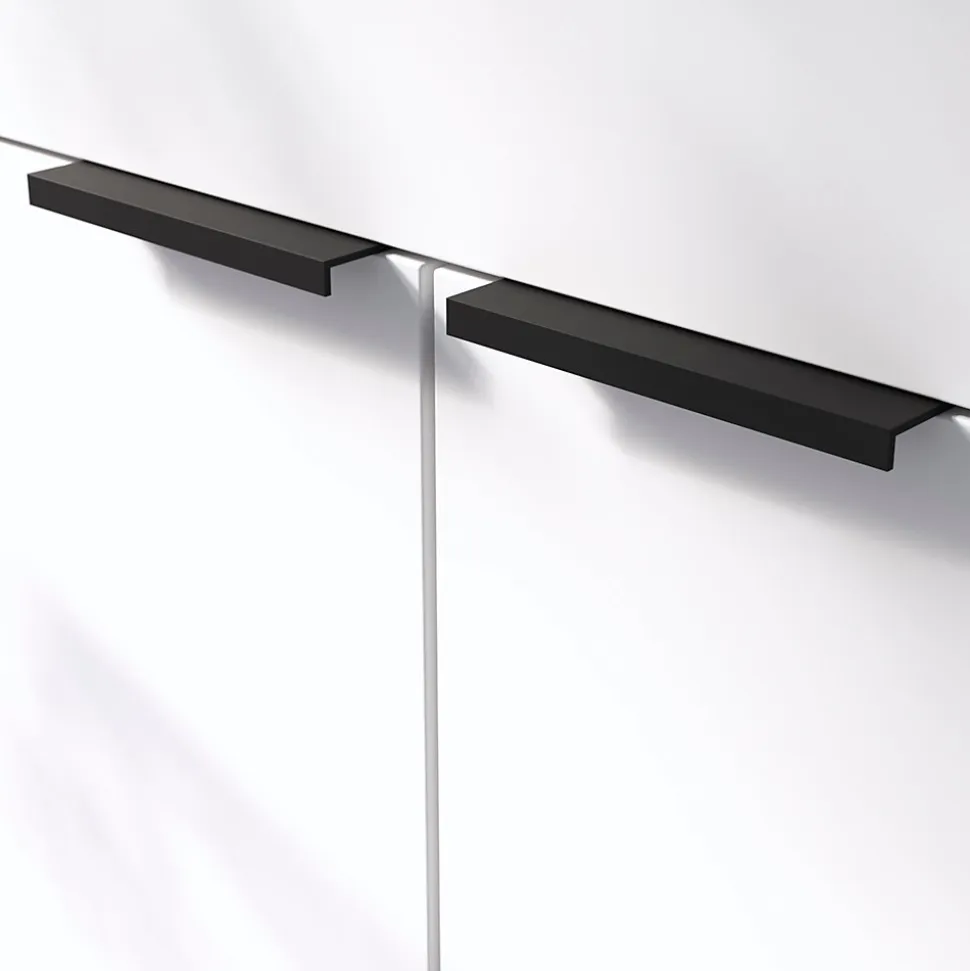 Poignée de meuble Incurvé GoodHome Skej aluminium mat noir l.120mm x l.19mm x H. 35mm entraxe 96mm
