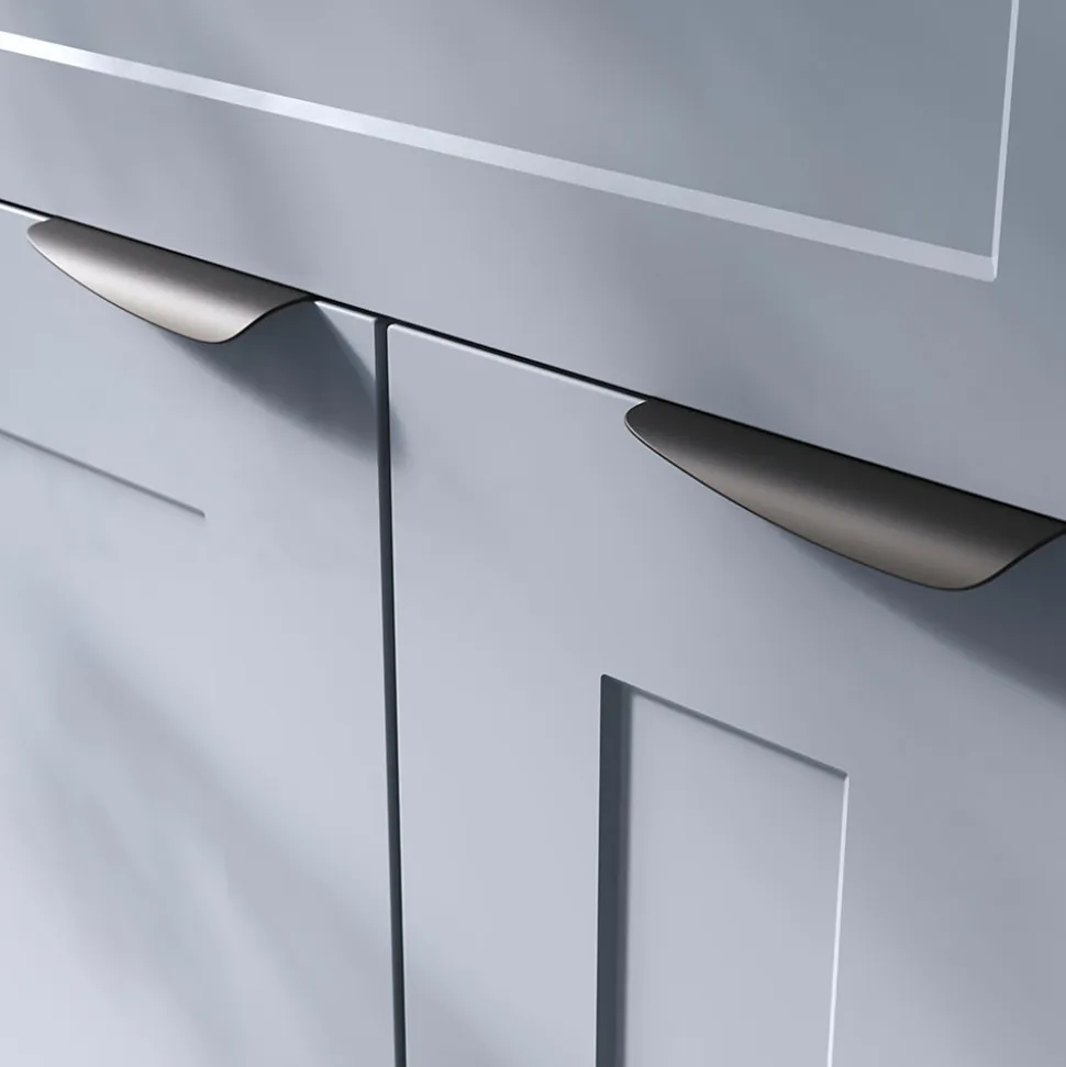 Poignée de meuble Incurvé GoodHome Mehaban mat noir l.120mm x l.44mm x H. 13mm entraxe 96mm