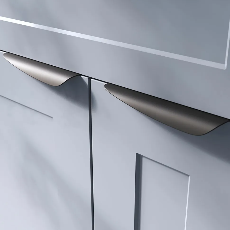 Poignée de meuble Incurvé GoodHome Mehaban mat noir l.170mm x l.44mm x H. 18mm entraxe 128mm