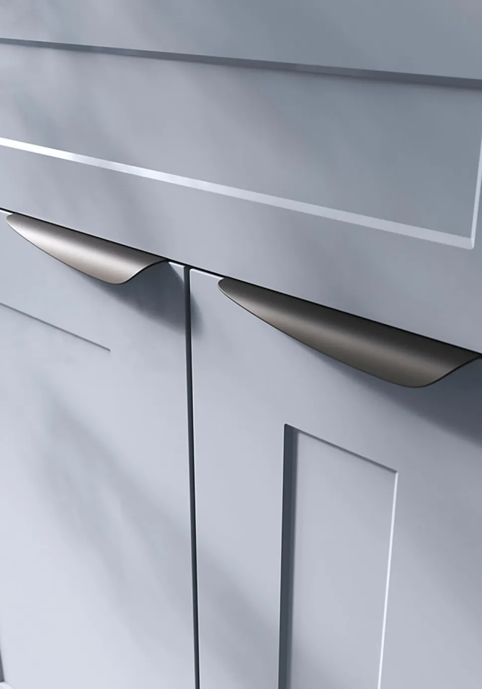 Poignée de meuble Incurvé GoodHome Mehaban mat noir l.170mm x l.44mm x H. 18mm entraxe 128mm