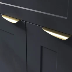 Poignée de meuble Incurvé GoodHome Mehaban effet laiton satin doré l.120mm x l.44mm x H. 13mm entraxe 96mm