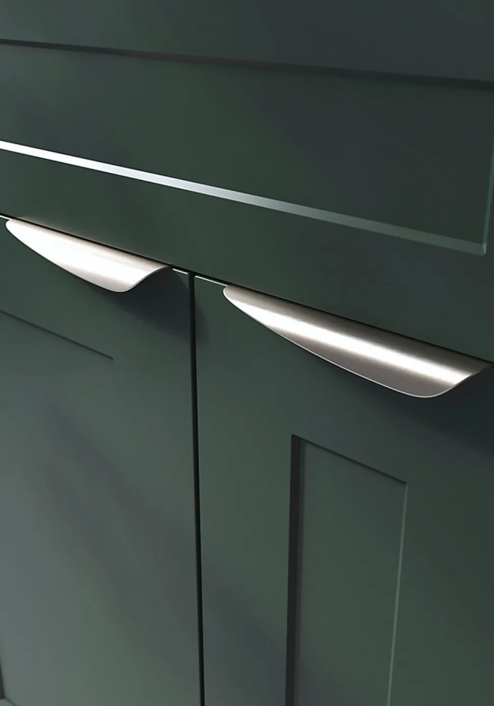 Poignée de meuble Incurvé GoodHome Mehaban effet nickel satin gris l.170mm x l.44mm x H. 18mm entraxe 128mm