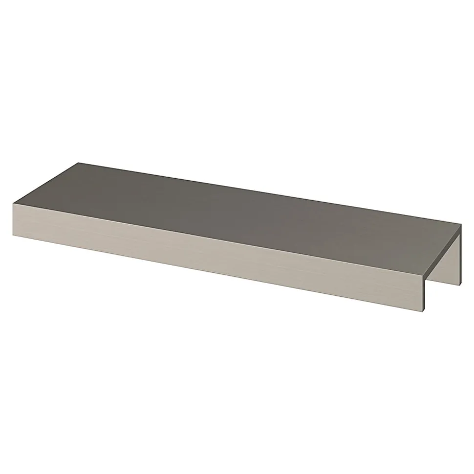 Poignée de meuble Incurvé GoodHome Skej aluminium effet nickel satin gris l.120mm x l.19mm x H. 35mm entraxe 96mm