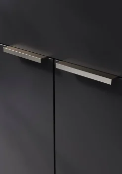 Poignée de meuble Incurvé GoodHome Skej aluminium effet nickel satin gris l.120mm x l.19mm x H. 35mm entraxe 96mm