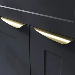 Poignée de meuble Incurvé GoodHome Mehaban effet laiton satin doré l.170mm x l.44mm x H. 18mm entraxe 128mm