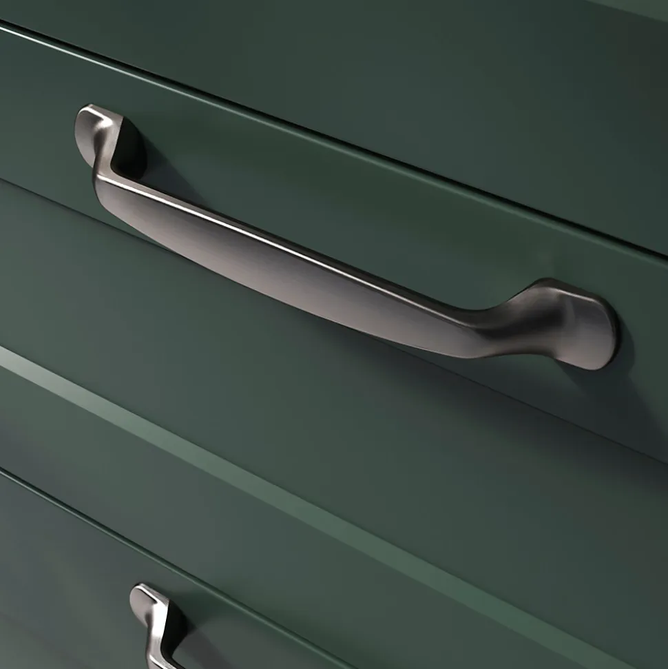 Poignée de meuble nœud GoodHome Govlin aluminium effet nickel satin gris l.164mm x l.20mm x H. 24mm entraxe 128mm
