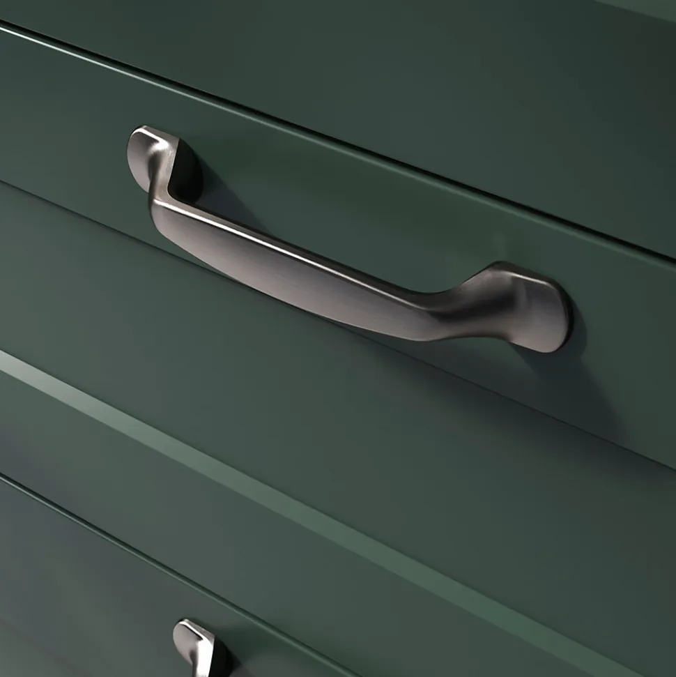Poignée de meuble nœud GoodHome Govlin aluminium effet nickel satin gris l.131mm x l.19mm x H. 24mm entraxe 96mm