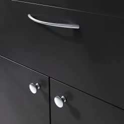 Poignée de meuble nœud GoodHome Primel effet chromé gris l.160mm x l.9mm x H. 27mm entraxe 128mm