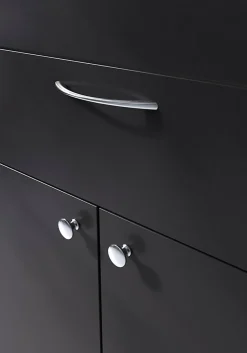 Poignée de meuble nœud GoodHome Primel effet chromé gris l.160mm x l.9mm x H. 27mm entraxe 128mm