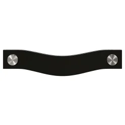 Poignée de meuble nœud GoodHome Hezo cuir et métal satin noir l.153mm x H. 24mm entraxe 128mm