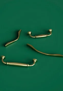Poignée de meuble nœud GoodHome Ruis effet laiton doré l.148mm x l.20mm x H. 38mm entraxe 128mm