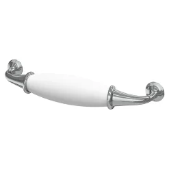 Poignée de meuble nœud GoodHome Porcelaine Vras chrome brillant l.14.2cm x h.2cm x p.3.7cm