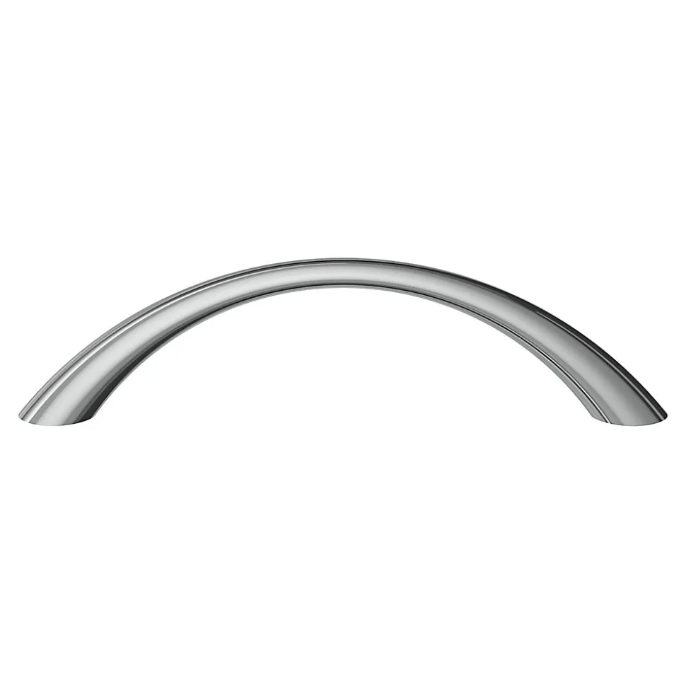Poignée de meuble nœud GoodHome Primel effet chromé gris l.114mm x l.11mm x H. 27mm entraxe 96mm