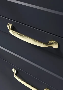 Poignée de meuble nœud GoodHome Govlin aluminium effet laiton doré l.164mm x l.20mm x H. 24mm entraxe 128mm