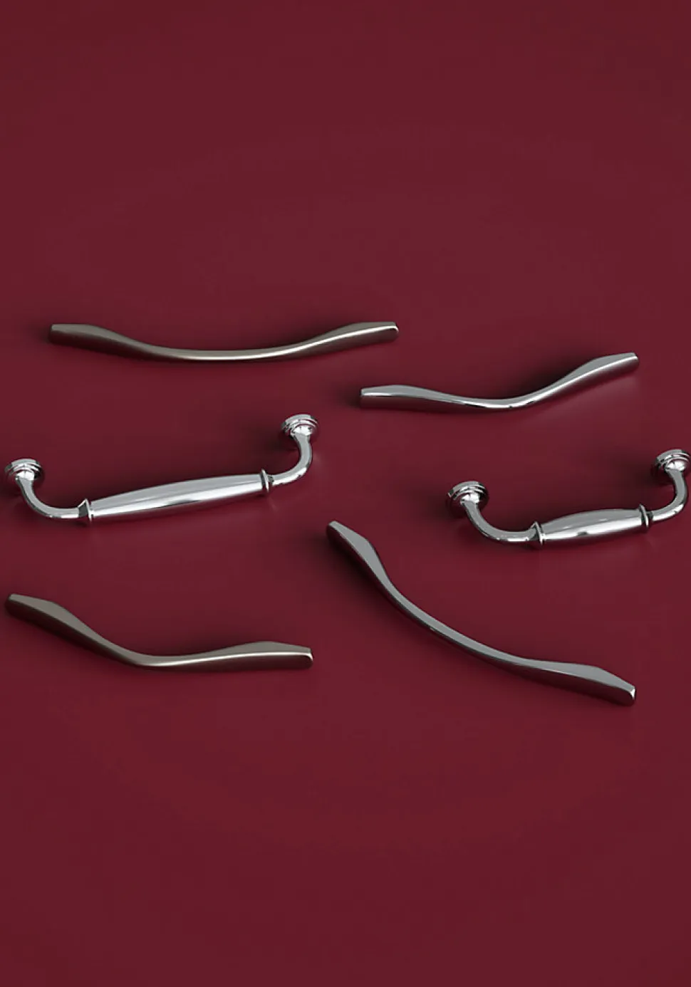Poignée de meuble nœud GoodHome Ruis effet nickel satin gris l.169mm x l.10mm x H. 25mm entraxe 128mm