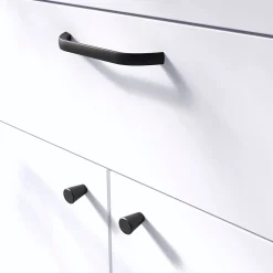 Poignée de meuble nœud GoodHome Irvil aluminium mat noir l.142mm x l.12mm x H. 30mm entraxe 128mm