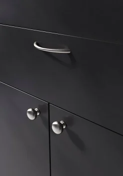 Poignée de meuble nœud GoodHome Primel effet nickel satin gris l.114mm x l.11mm x H. 27mm entraxe 96mm