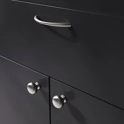 Poignée de meuble nœud GoodHome Primel effet nickel satin gris l.114mm x l.11mm x H. 27mm entraxe 96mm