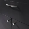 Poignée de meuble nœud GoodHome Irvil aluminium effet nickel satin gris l.142mm x l.12mm x H. 30mm entraxe 128mm