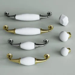 Poignée de meuble nœud Porcelaine Vras blanc 96mm