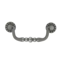 Poignée de meuble nœud Rohan effet étain satin gris l.122mm x H. 48mm entraxe 96mm
