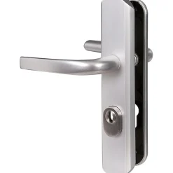 Poignée de porte d'entrée blindée - Secumax Up - Vachette - Gris argent - Clé I - 170 mm à 216 mm