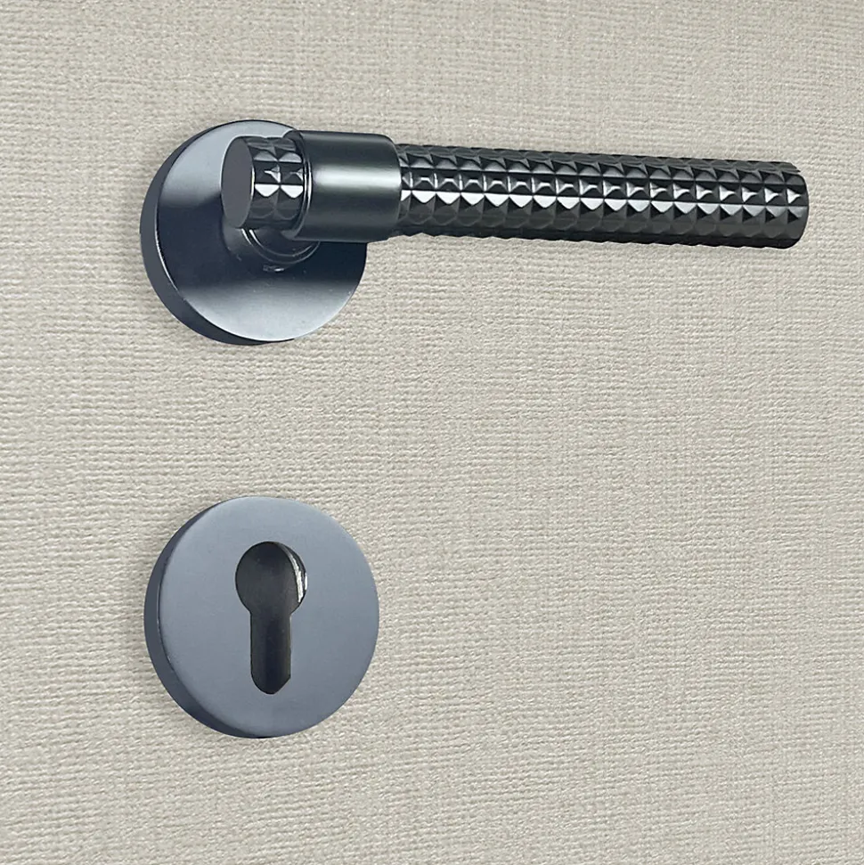 Poignée de porte design à cylindre finition aspect noir mat Asteria - KATCHMEE