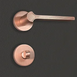 Poignée de porte design à condamnation finition aspect or rose Cristina - KATCHMEE