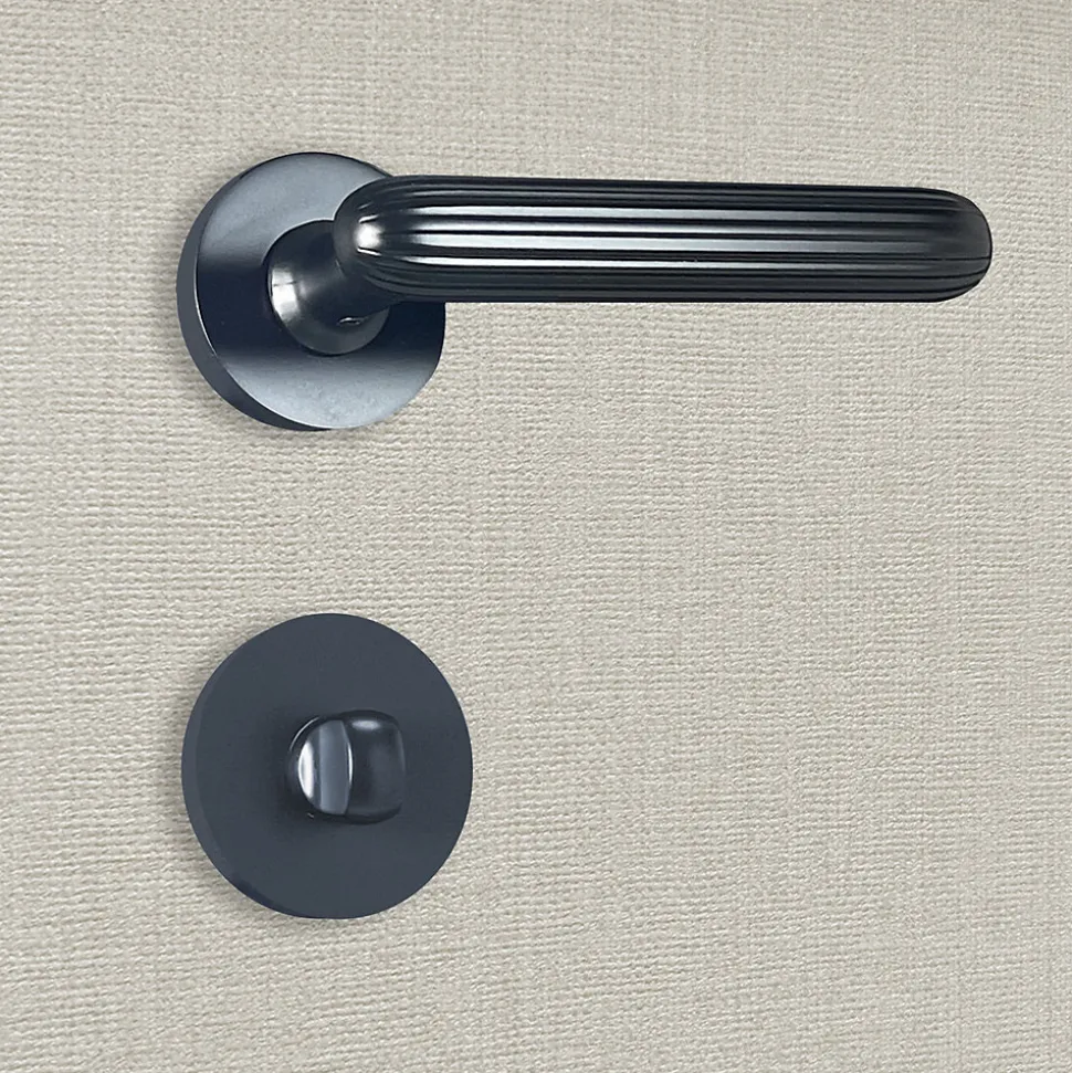 Poignée de porte design à condamnation finition aspect noir mat Davia - KATCHMEE