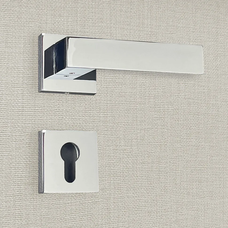 Poignée de porte design à cylindre finition aspect chrome mat Europa - KATCHMEE