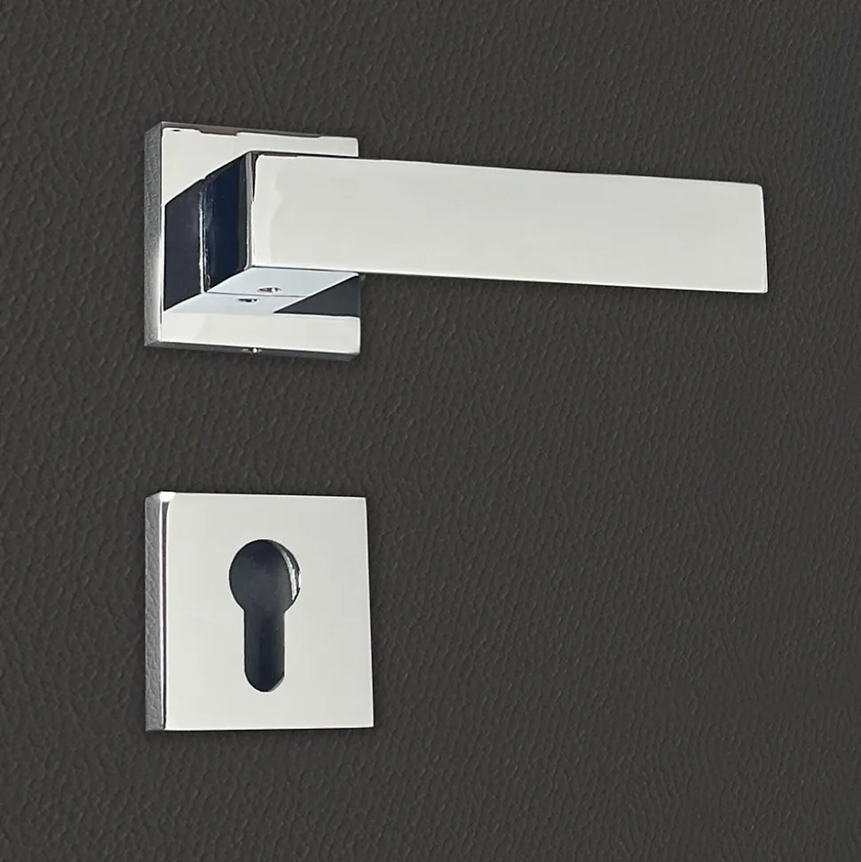 Poignée de porte design à cylindre finition aspect chrome mat Europa - KATCHMEE