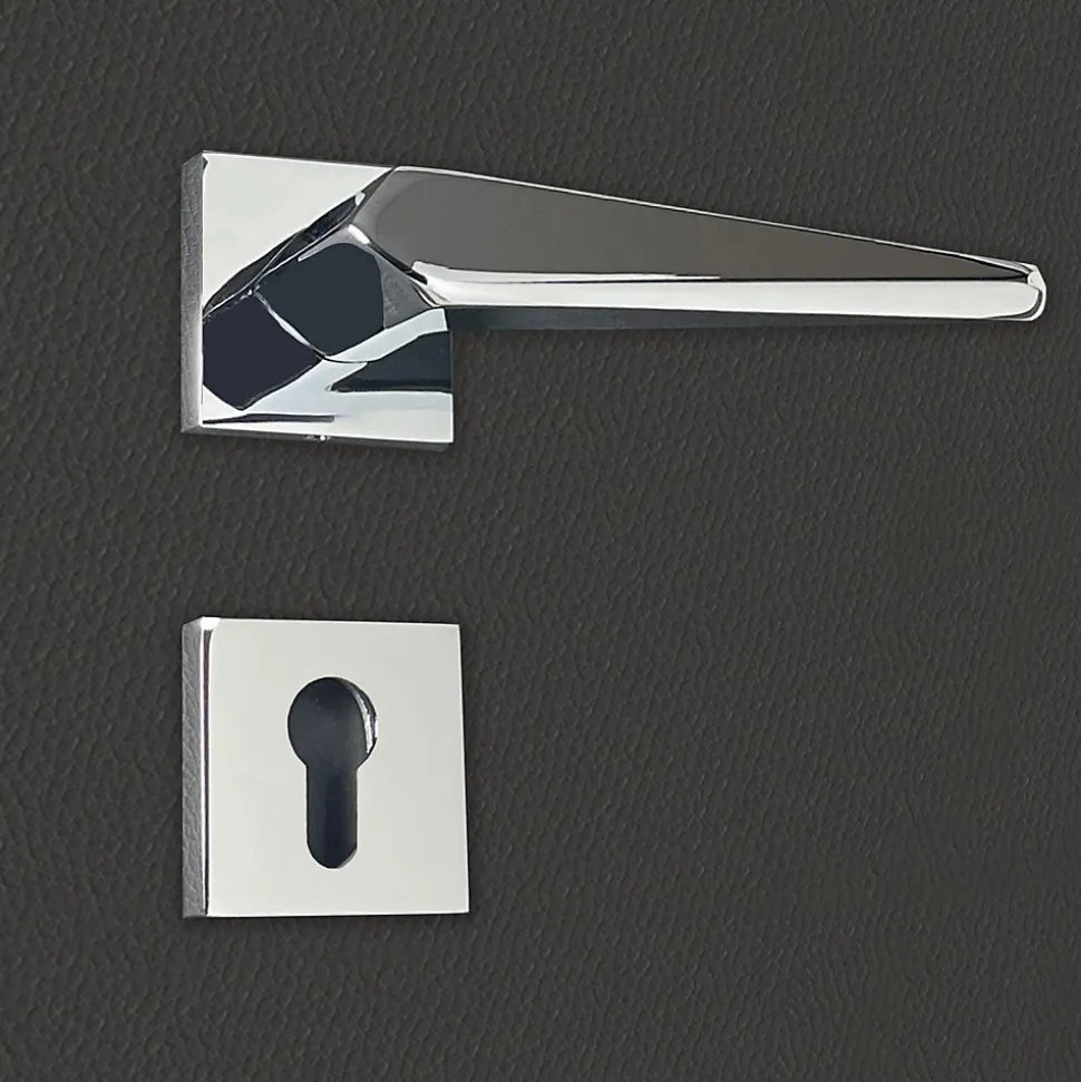 Poignée de porte design à cylindre finition aspect chrome brillant Tosca - KATCHMEE