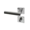 Poignée de porte d'intérieur Premium chrome Cuir Basalte à condamnation