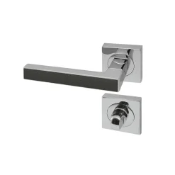 Poignée de porte d'intérieur Premium chrome Cuir Basalte à condamnation