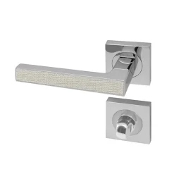 Poignée de porte d'intérieur Premium chrome aspect Textile opale à condamnation