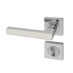 Poignée de porte d'intérieur Premium chrome aspect Textile perle à cylindre