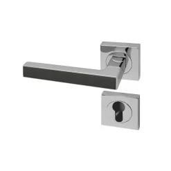 Poignée de porte d'intérieur Premium chrome Cuir Basalte à cylindre