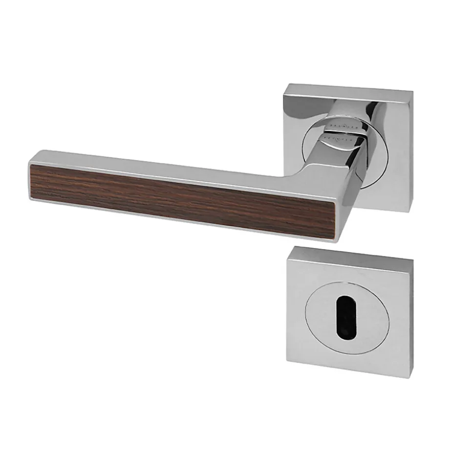 Poignée de porte d'intérieur Premium chrome aspect Wenge à clé