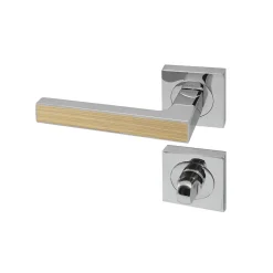 Poignée de porte d'intérieur Premium chrome Chêne Naturel à condamnation