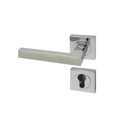 Poignée de porte d'intérieur Premium chrome Cuir Argile à cylindre