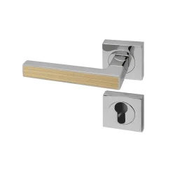 Poignée de porte d'intérieur Premium chrome Chêne Naturel à cylindre